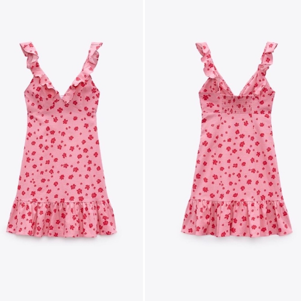 ZARA Floral Ruffle Mini Dress - Picture 2 of 5